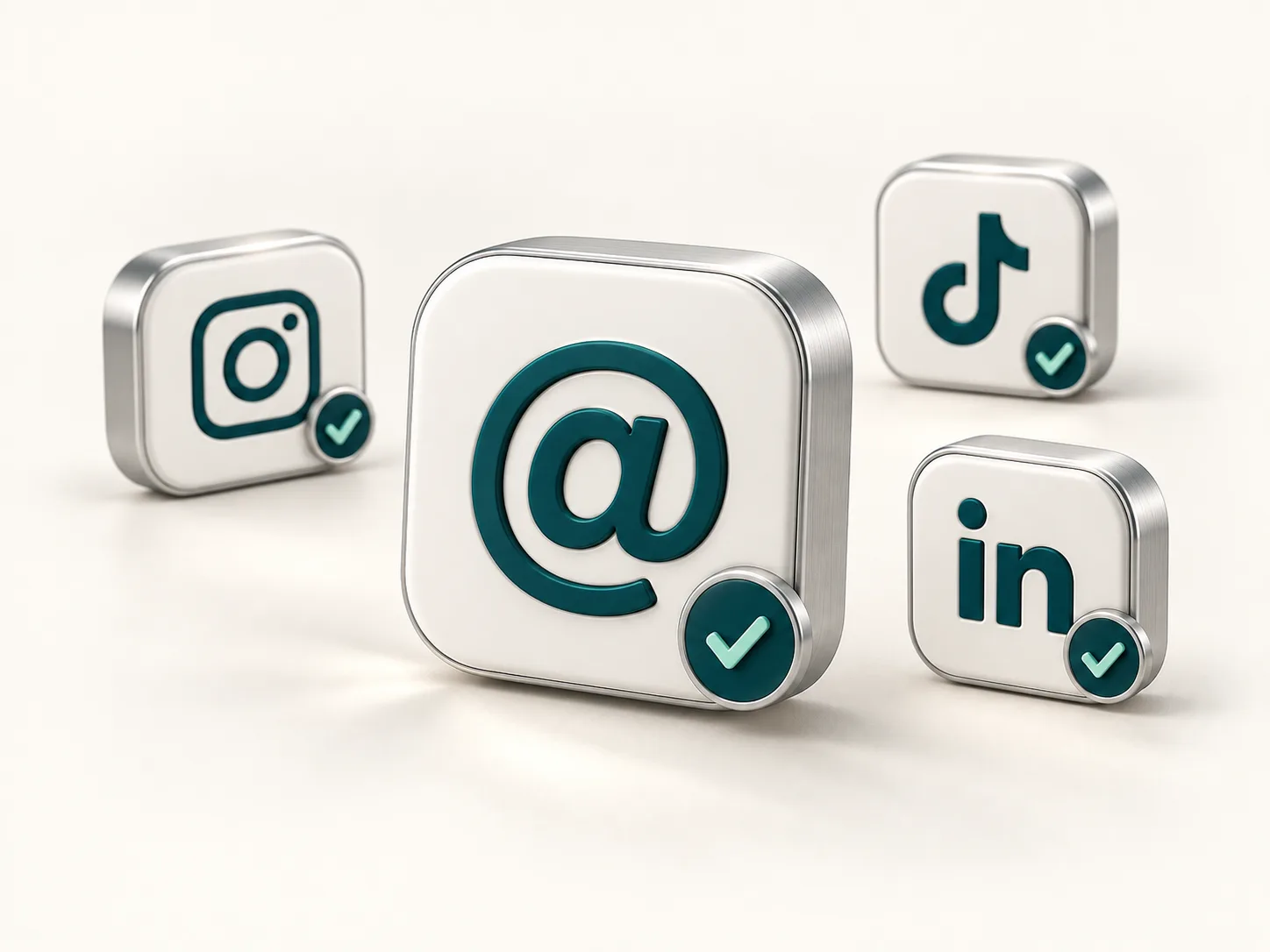 Instagram, TikTok, and LinkedIn handles confirmed available for a consistent brand identity